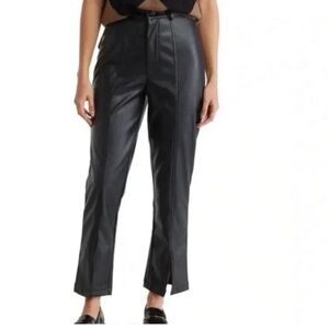 NEW Wildfox Womens Faux Leather Slit Hem Straight Leg Pants